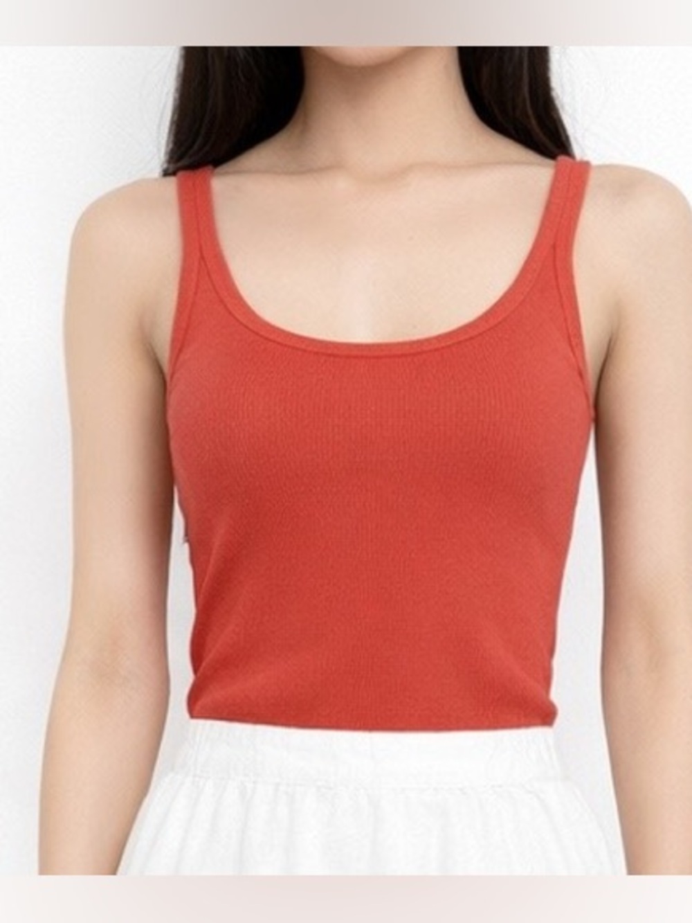 Michael Kors Ribbed Sleeveless Coral Orange Tank Top Size M